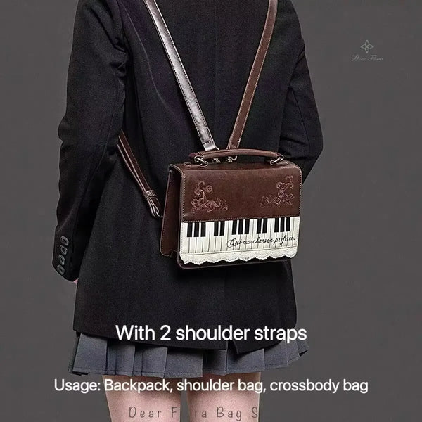 New Vintage Piano Shoulder Bag Womens Brown Crossbody Bag Y2k Girls Transparent Ita Bag Personalized Backpack Aesthetic Handbags