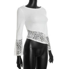 Alina Ivory Lace Flare Sleeve Top