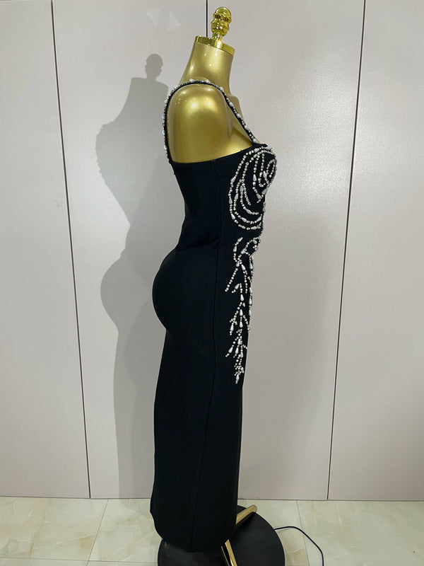 Primrose Beaded Backless Bandage Maxi Dress