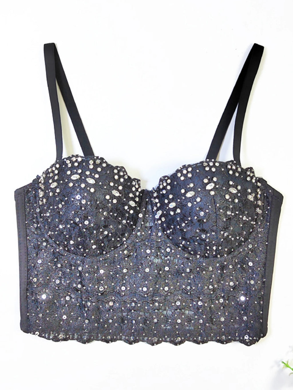 Sexy see through lace corset crop top women clothing summer cropped bustier bra halter tank top rhinestone club party tube tops