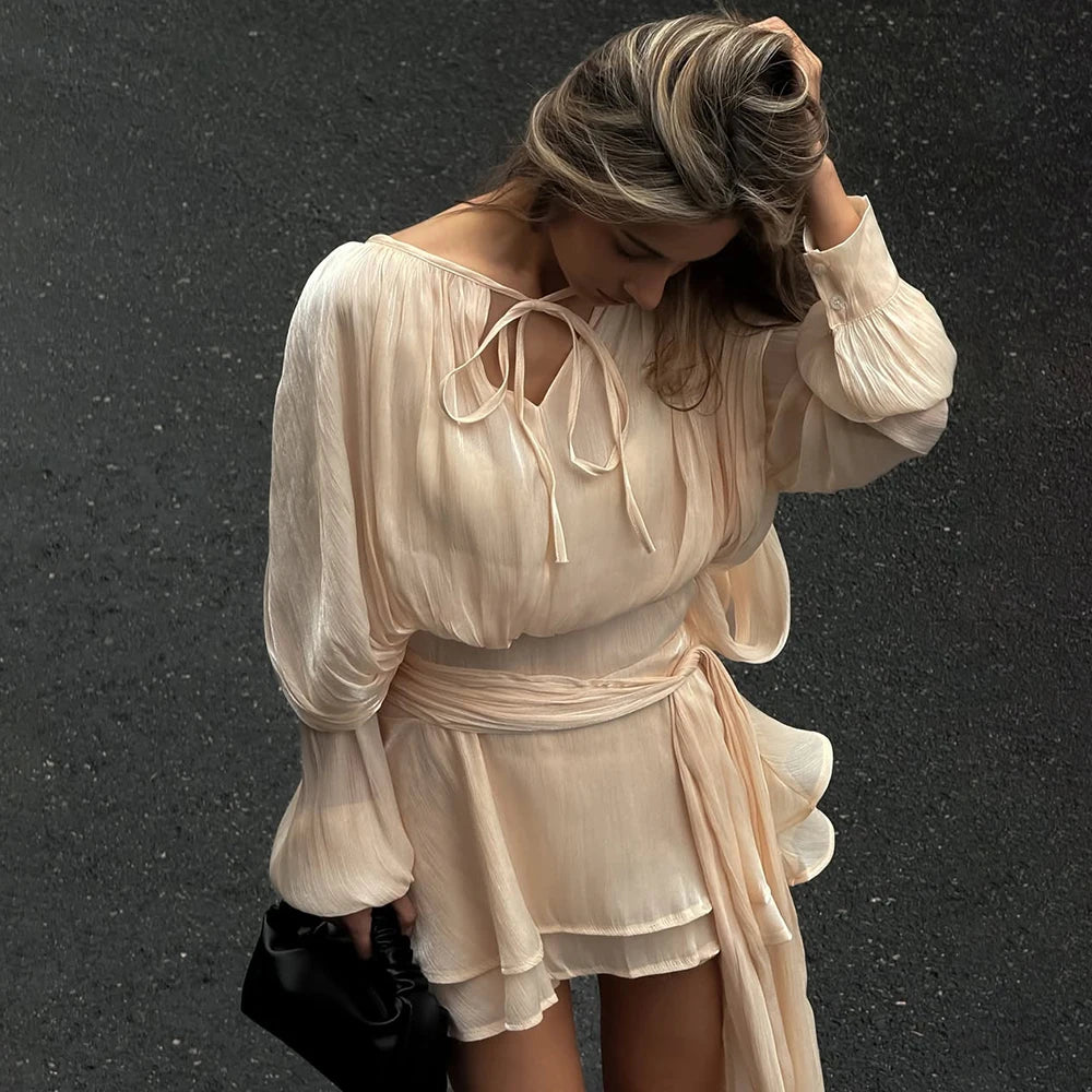 Ariadne Shimmer One-Shoulder Ruched Mini Dress