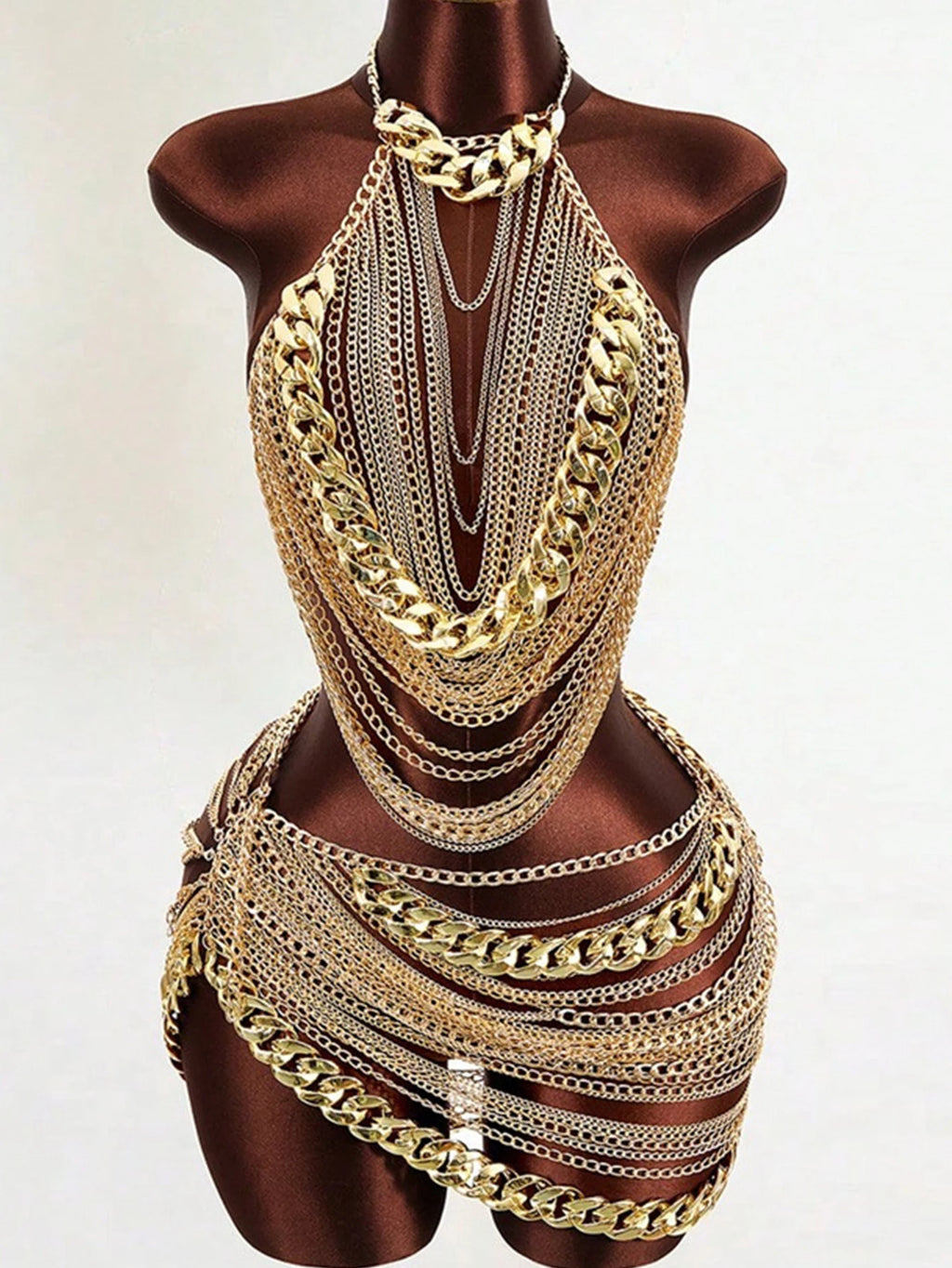 Azalea Metal Chain Backless Mini Dress