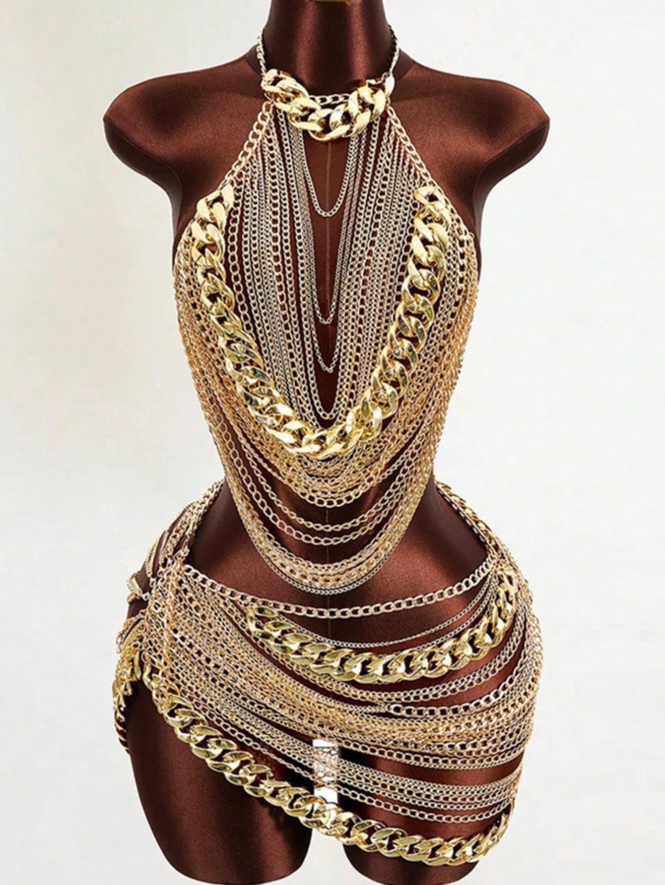 Azalea Metal Chain Backless Mini Dress