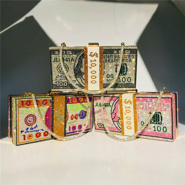 Odessa Crystal Money-Stack Box Clutch