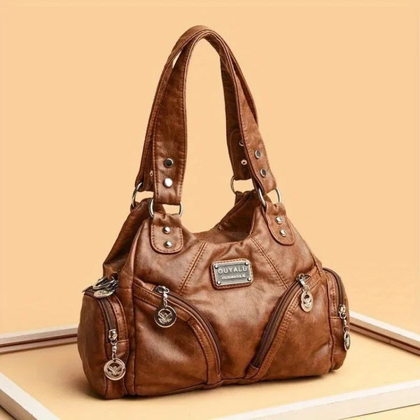 Women's Retro Multi-pocket Shoulder Bag, Y2k Style Fashion Motorcycle Bag, PU Crossbody Handbag