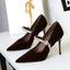 European and American Pointed Head Shallow Mouth Rhinestone Word with Banquet Thin Heel High Heel Women's Single Shoes
