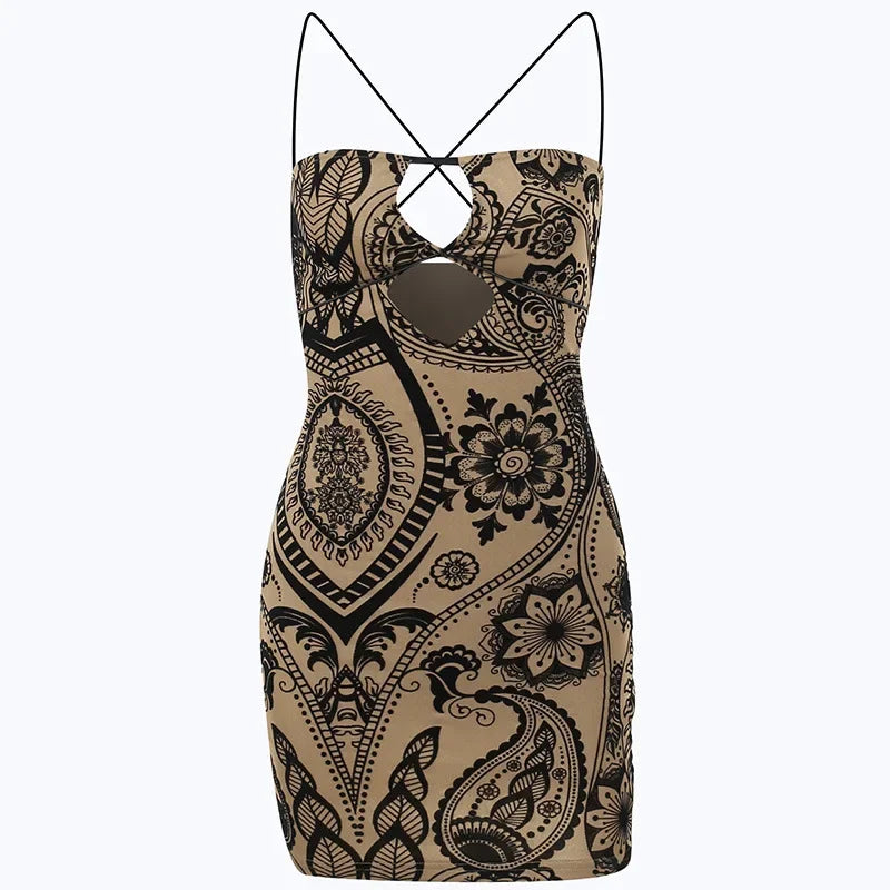 Ravenna Lace-Strap Cutout Mini Dress