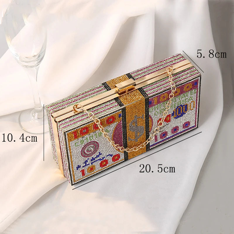 Odessa Crystal Money-Stack Box Clutch