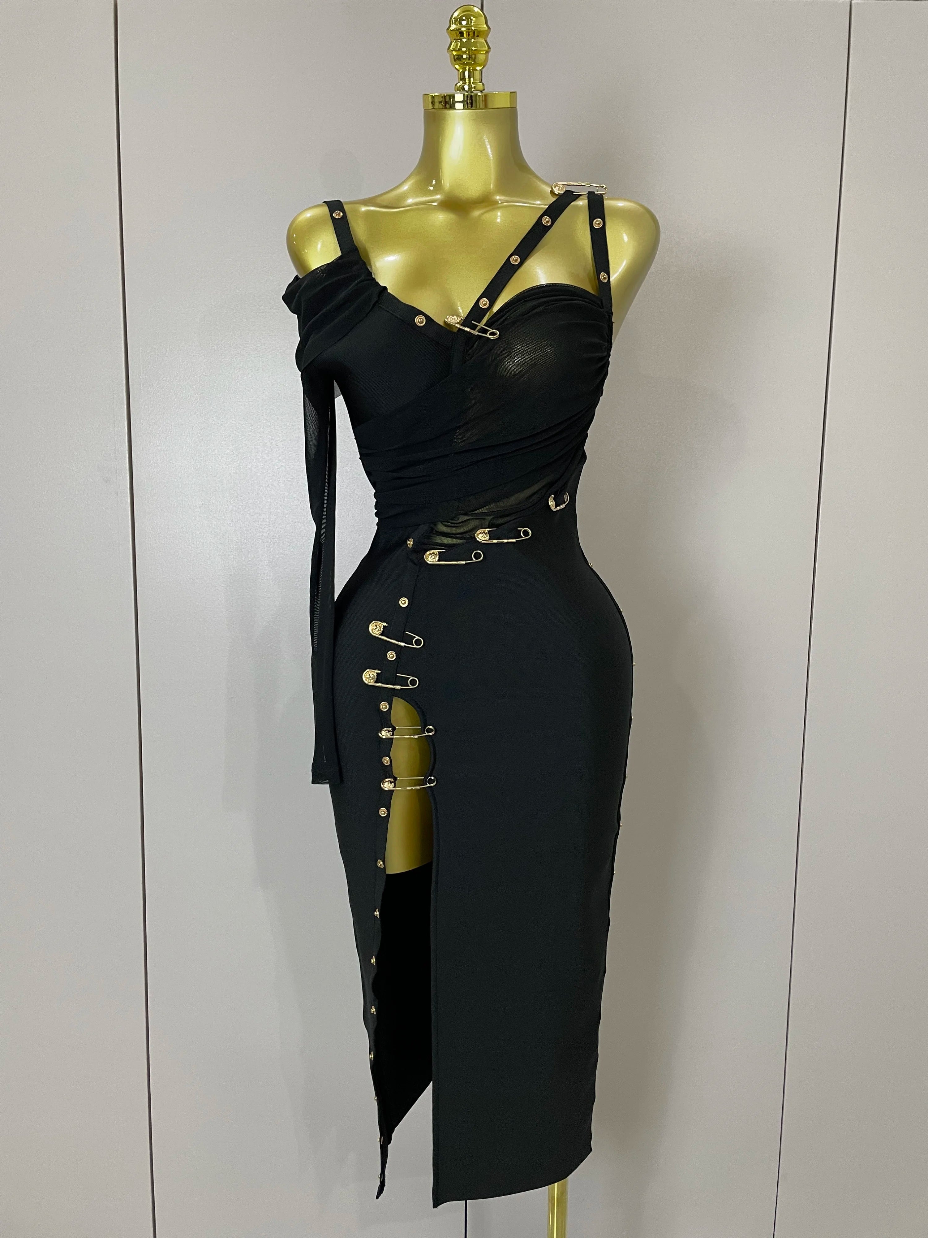 Cordelia One-Shoulder Split Bandage Midi Dress Main image