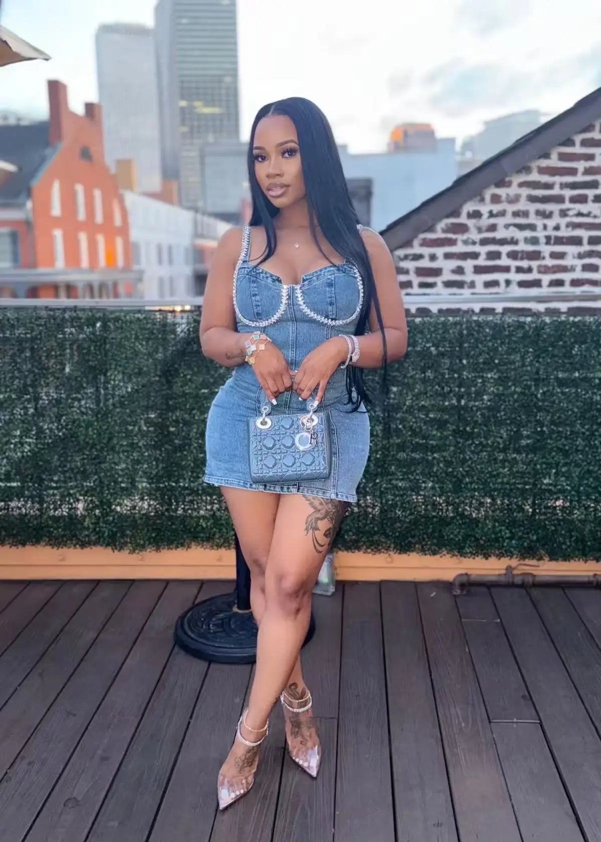 Marcella Fitted Denim Mini Dress