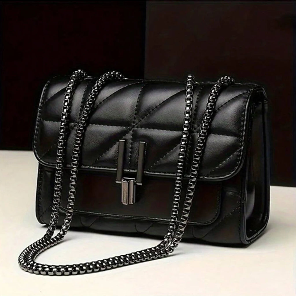 Noir Quilted Tassel Messenger Bag