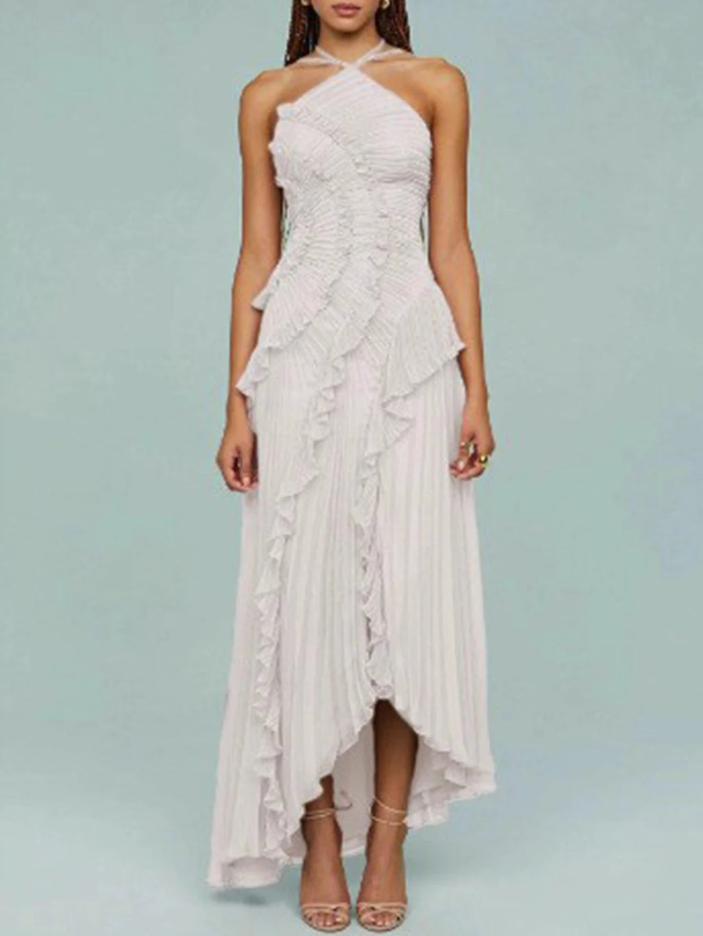 Saskia Ruched Backless A-Line Maxi Dress