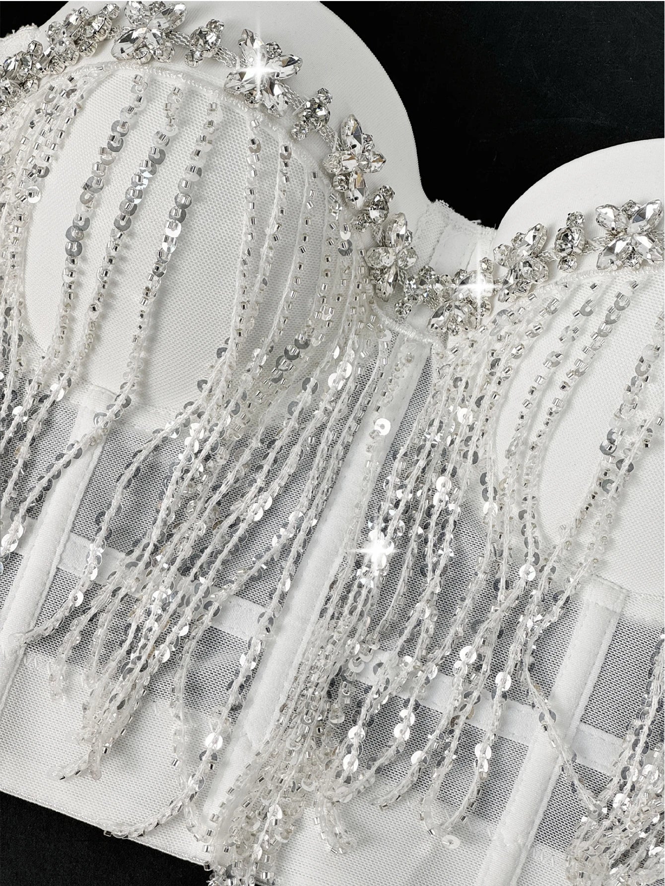 Dahliana Sequin Rhinestone Corset Crop Top