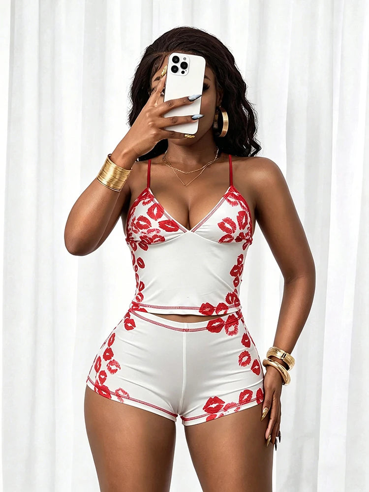 Valentina Kiss Print Shorts Set Two-piece