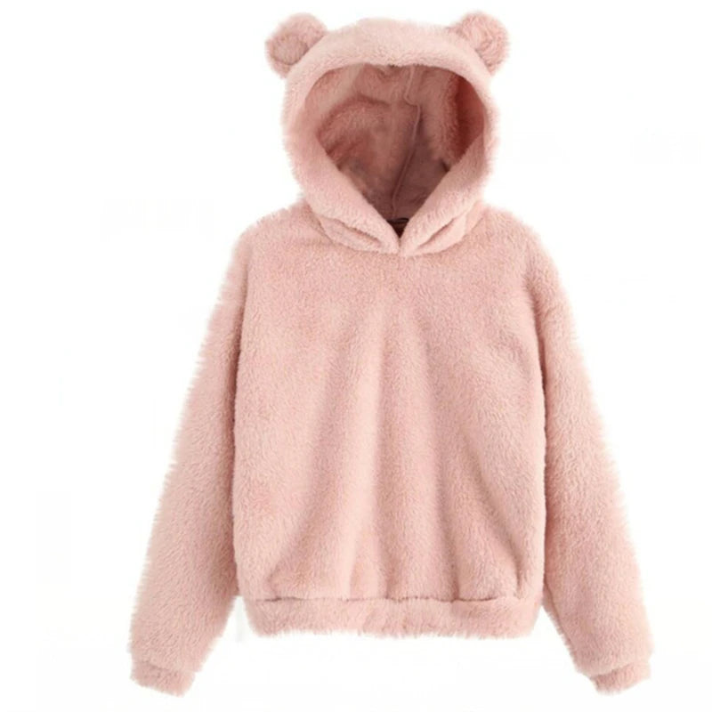 Bryony Fluffy Bear-Ears Cropped Hoodie One-piece