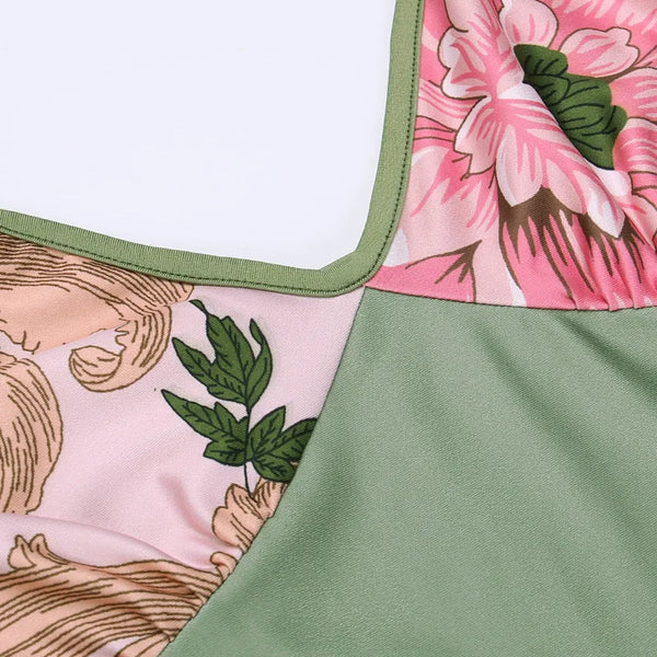 Adalgisa Floral Print V-Neck Cami Backless Bodycon Maxi Dress