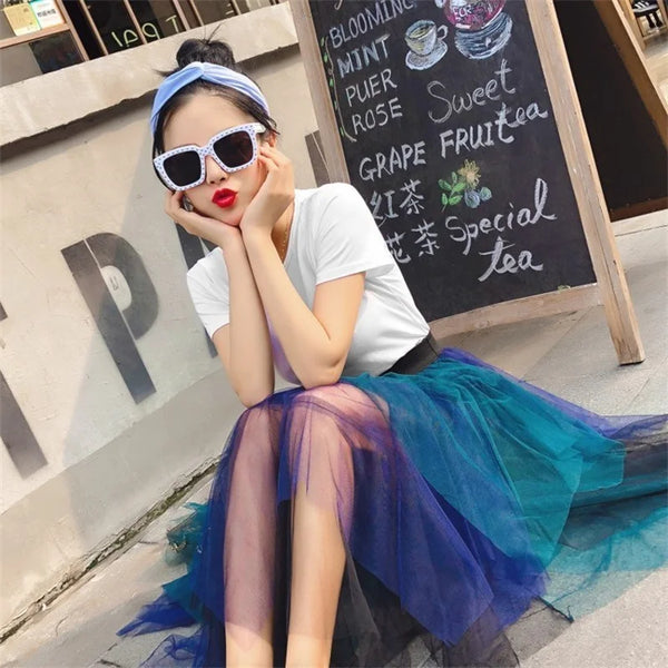 Juliette A-Line Mesh Midi Skirt One-piece