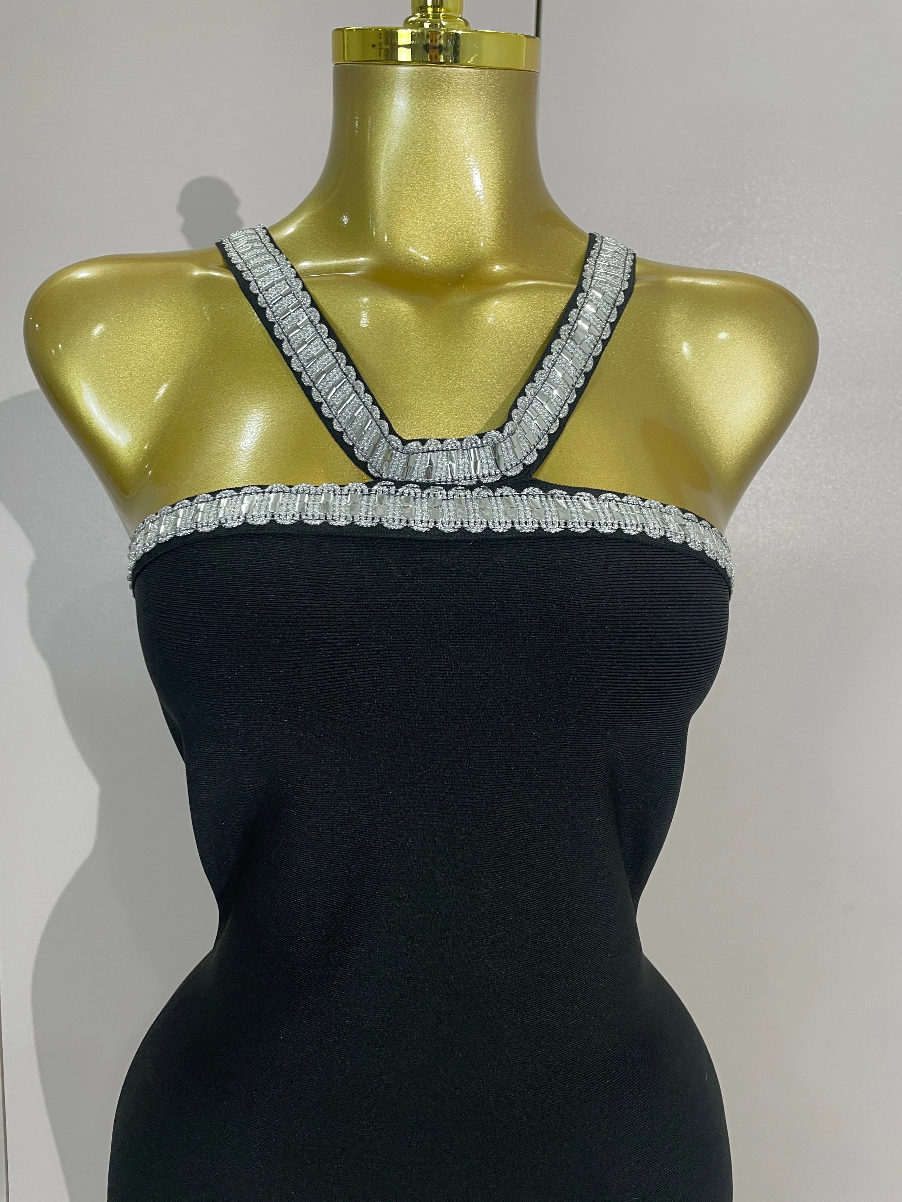 Valentina Black Sequin Backless Bodycon Mini Dress
