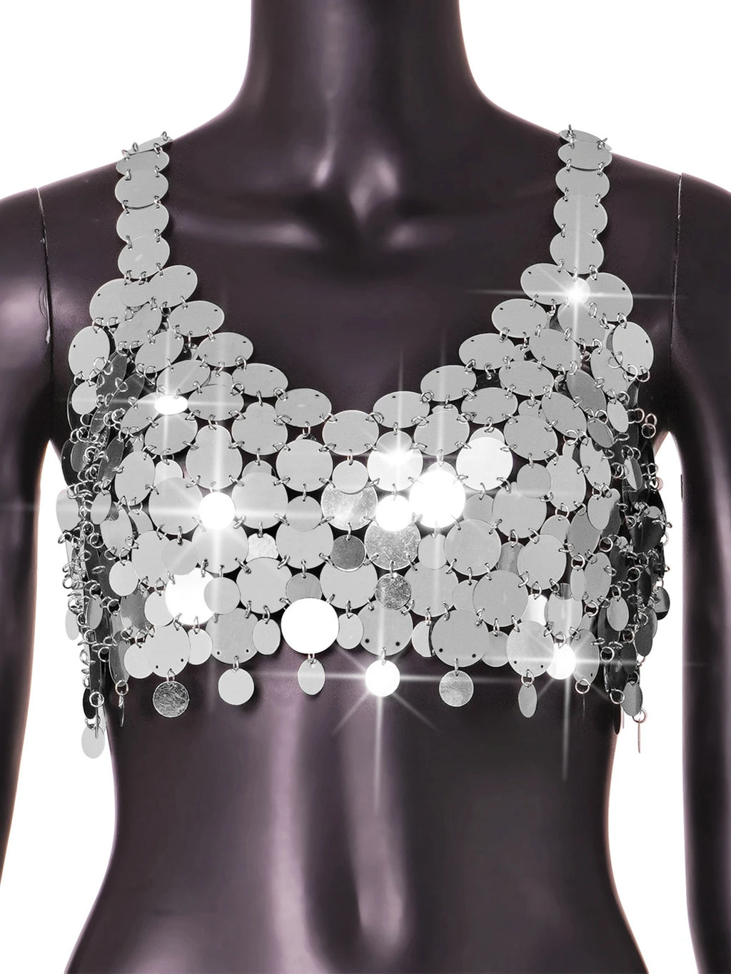 Aurelia Metal Sequin Corset Crop Top