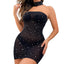 Genevieve Rhinestone Mesh Choker Mini Dress