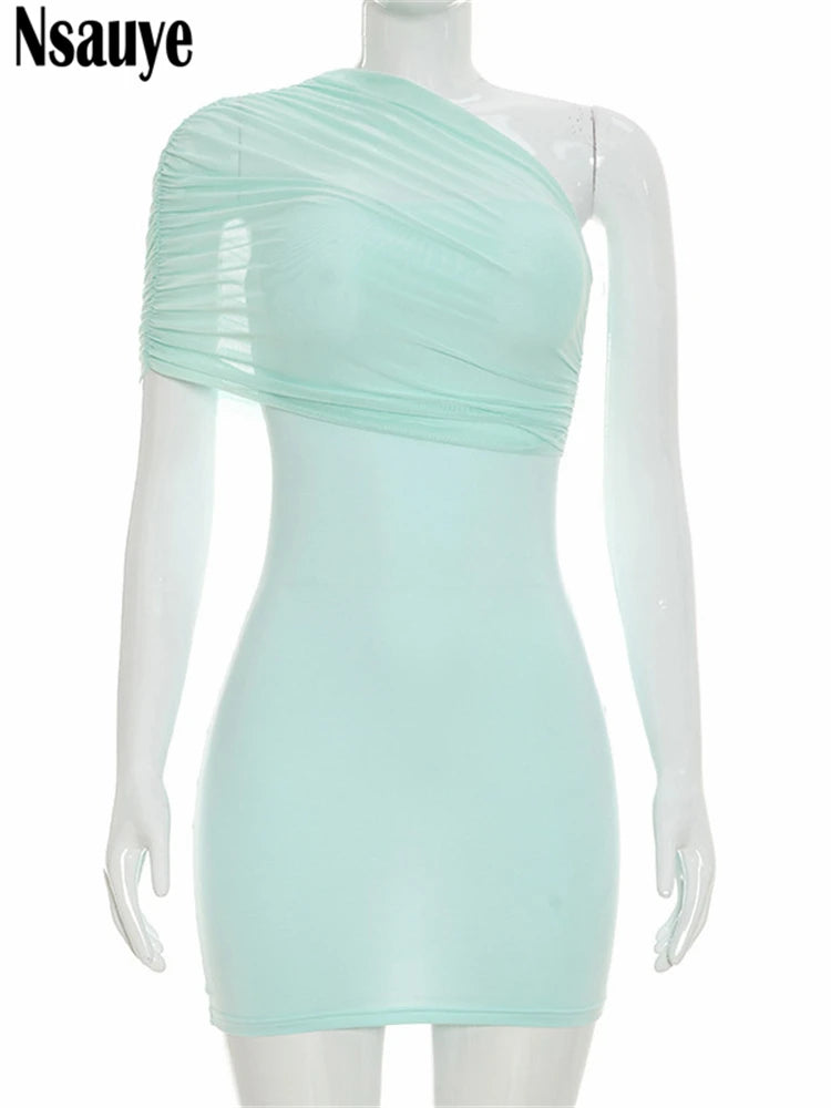 Quintessa One-Shoulder Mesh Bodycon Mini Dress