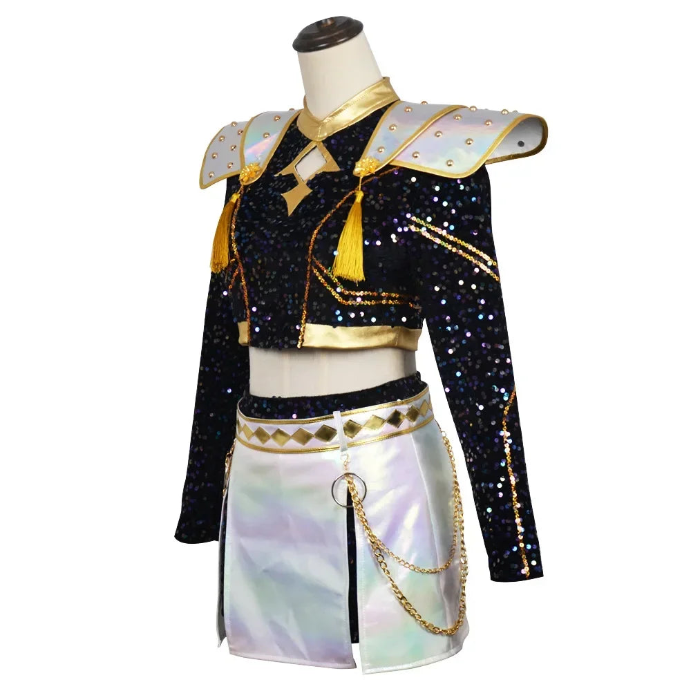 Aurelia Sequin Gold-Trim Idol Stage Costume Set (Kids' Sizes 110-150)
