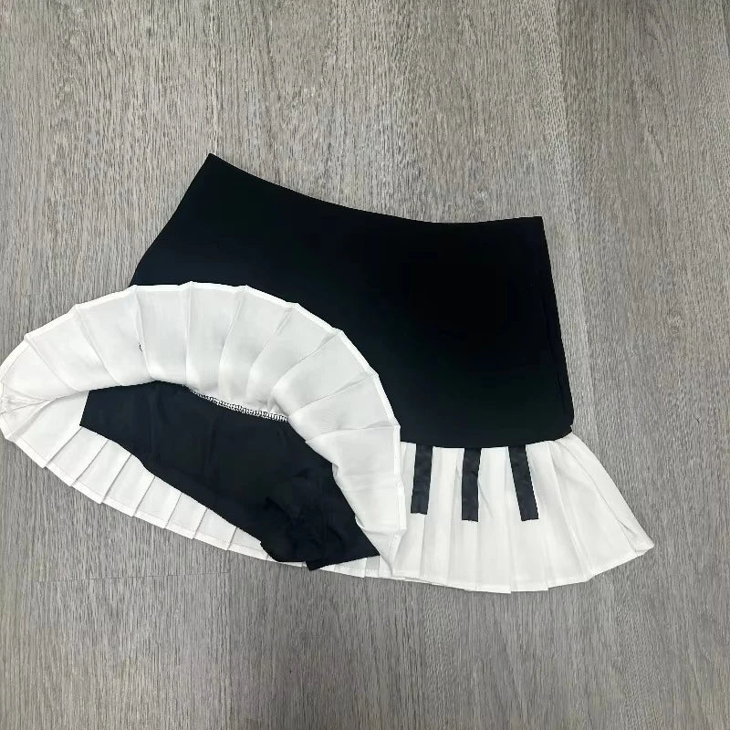 Mika Black-and-White Lace-Trim A-Line Mini Skirt One-piece Secondary image