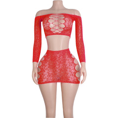 Velvet Eclipse Fishnet Rhinestone Lingerie Two-piece