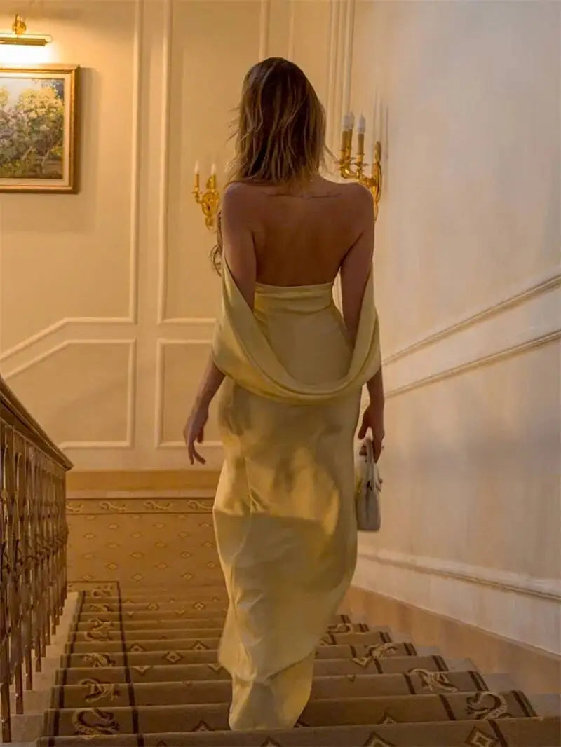 Naomi Satin Halter Backless Maxi Dress