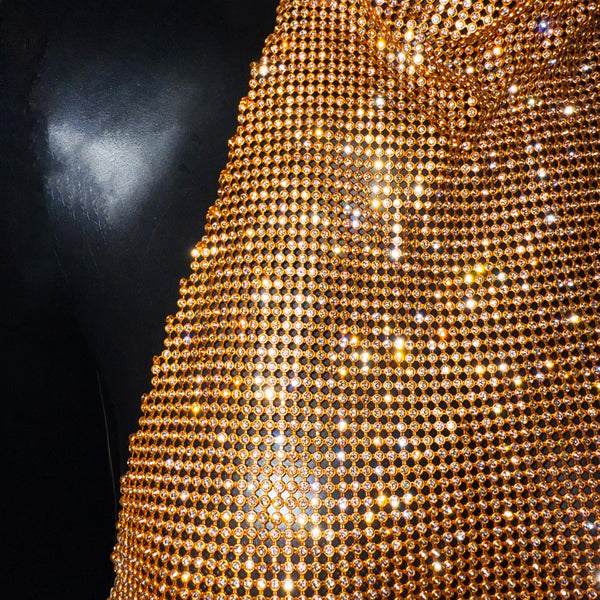 Faye Sparkling Metal Backless Mini Dress