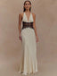 Calanthe Lace Halter Deep-V Maxi Dress