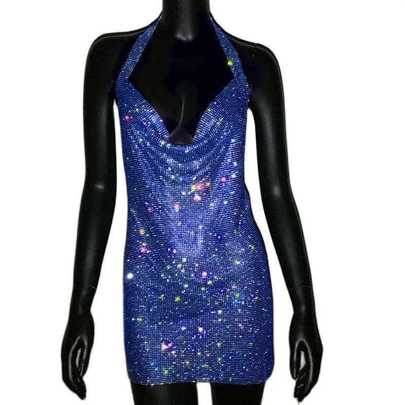 Evangeline Rhinestone Backless Bodycon Mini Dress