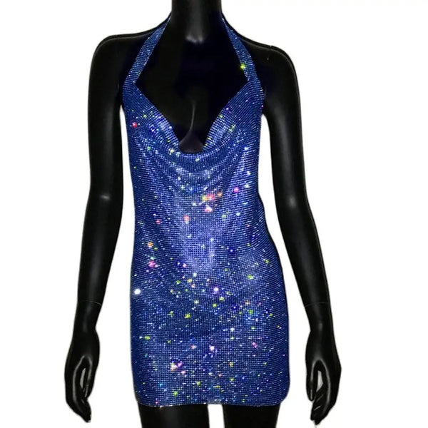 Evangeline Rhinestone Backless Bodycon Mini Dress