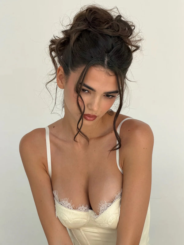 Margaux White Lace Corset Halter Mini Dress