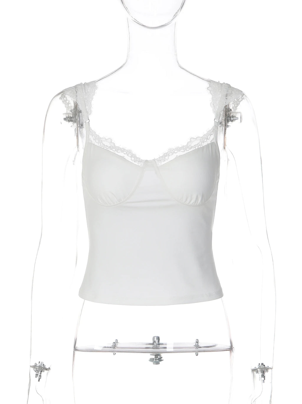 Wenna Lace-Trim Ruffle Strap Slim Crop Cami One-piece