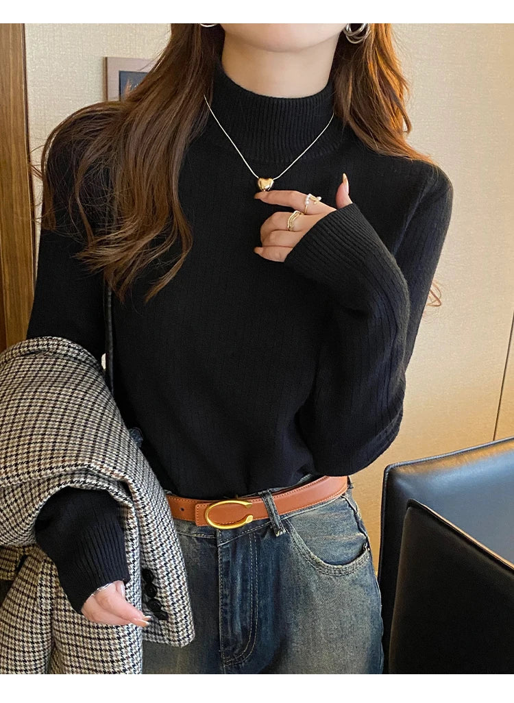 Bettany Velvet-Lined Thermal Knit Turtleneck Sweater One-piece