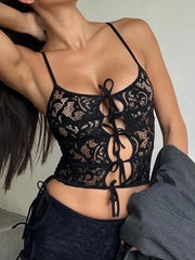Camila Noir Lace Tie Corset Top one-piece