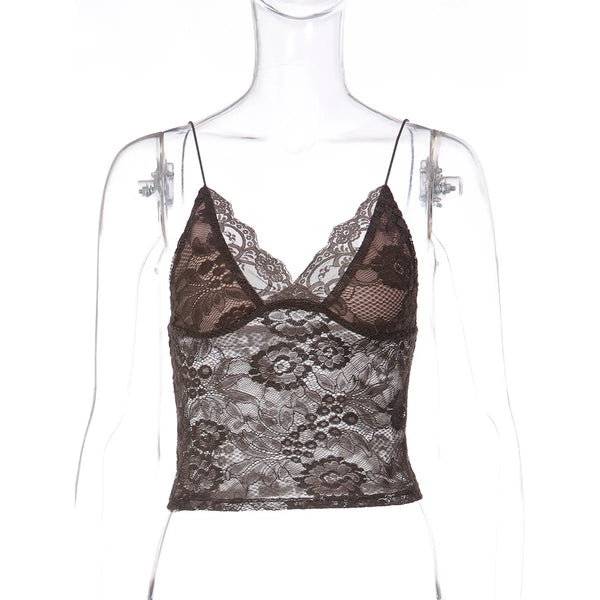 Bella Midnight Lace Spaghetti Strap Top