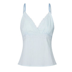 Luna Blush Lace Trim Spaghetti-Strap Sleeveless One-piece Top