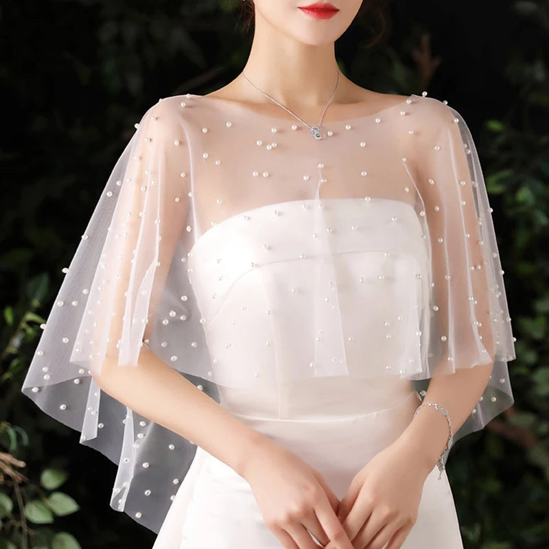 Seraphina Feather-Trim Lace Bridal Kimono Wrap