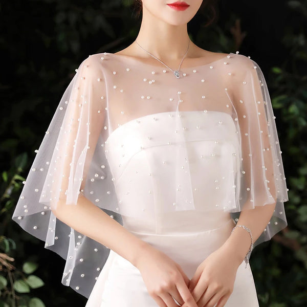 Seraphina Feather-Trim Lace Bridal Kimono Wrap
