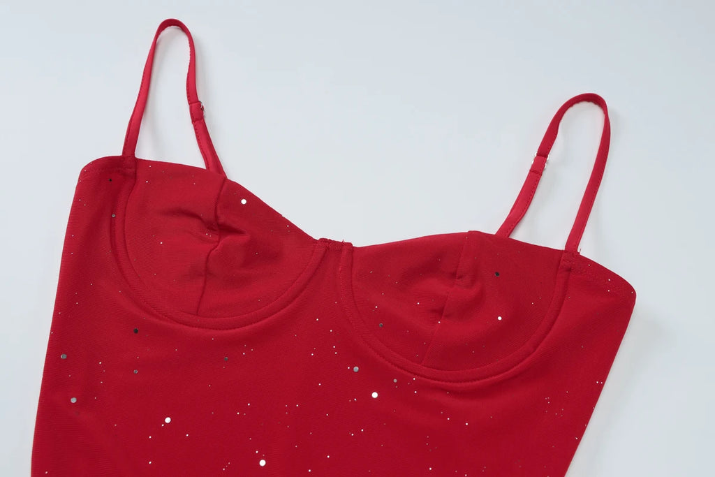 Scarlet Sequin Ruffle Cami Mini Dress