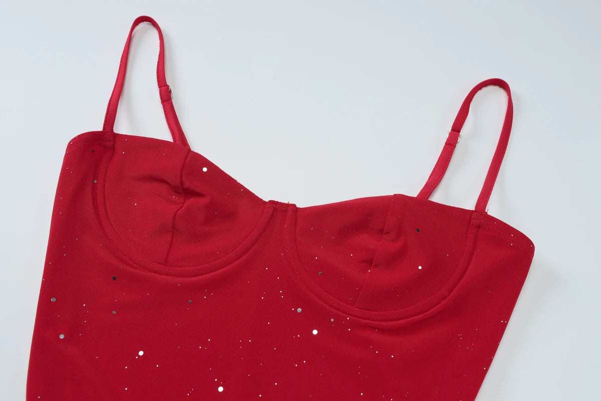Scarlet Sequin Ruffle Cami Mini Dress