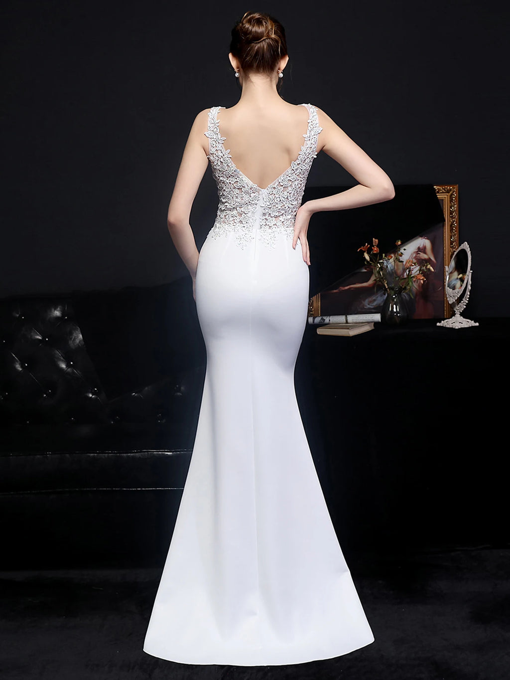 Genevra Rhinestone Backless Mermaid Maxi Dress