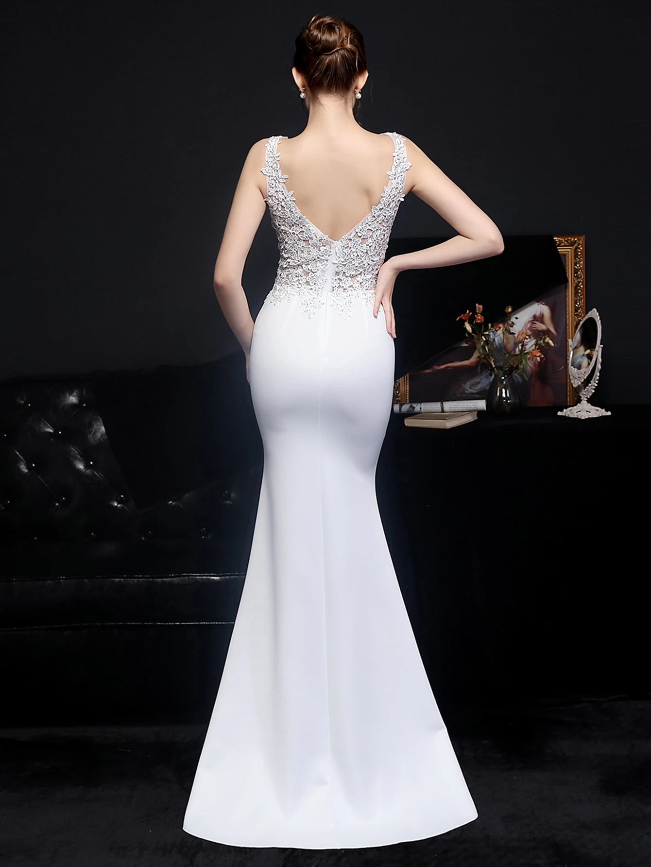 Genevra Rhinestone Backless Mermaid Maxi Dress