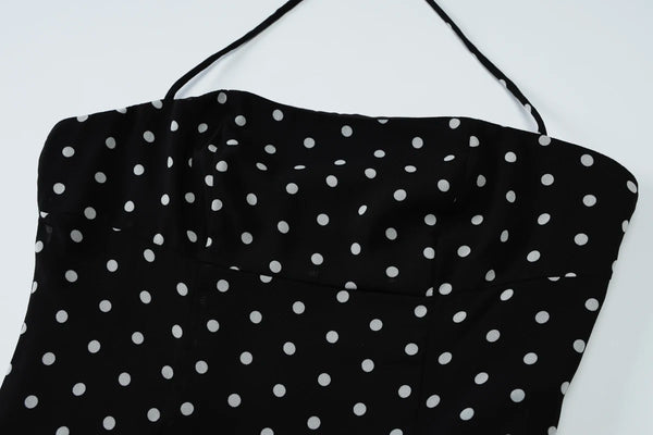 Domino Polka-Dot Halter A-Line Mini Dress
