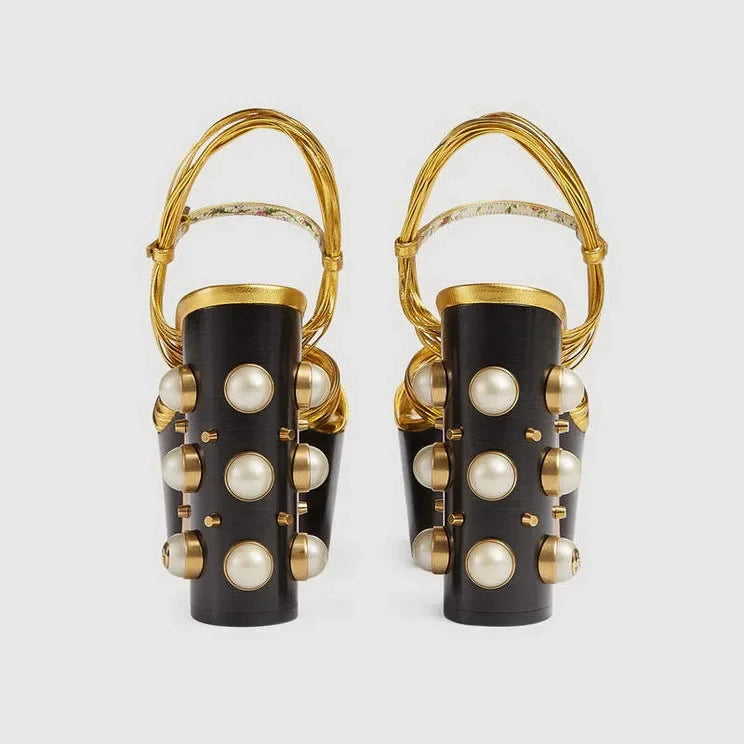2026 Luxury Brand Women's Summer Fashion Metal Platform Sandals Large 34-42 Super High Heel Thick Bottom Rivet Party Women Shoes
