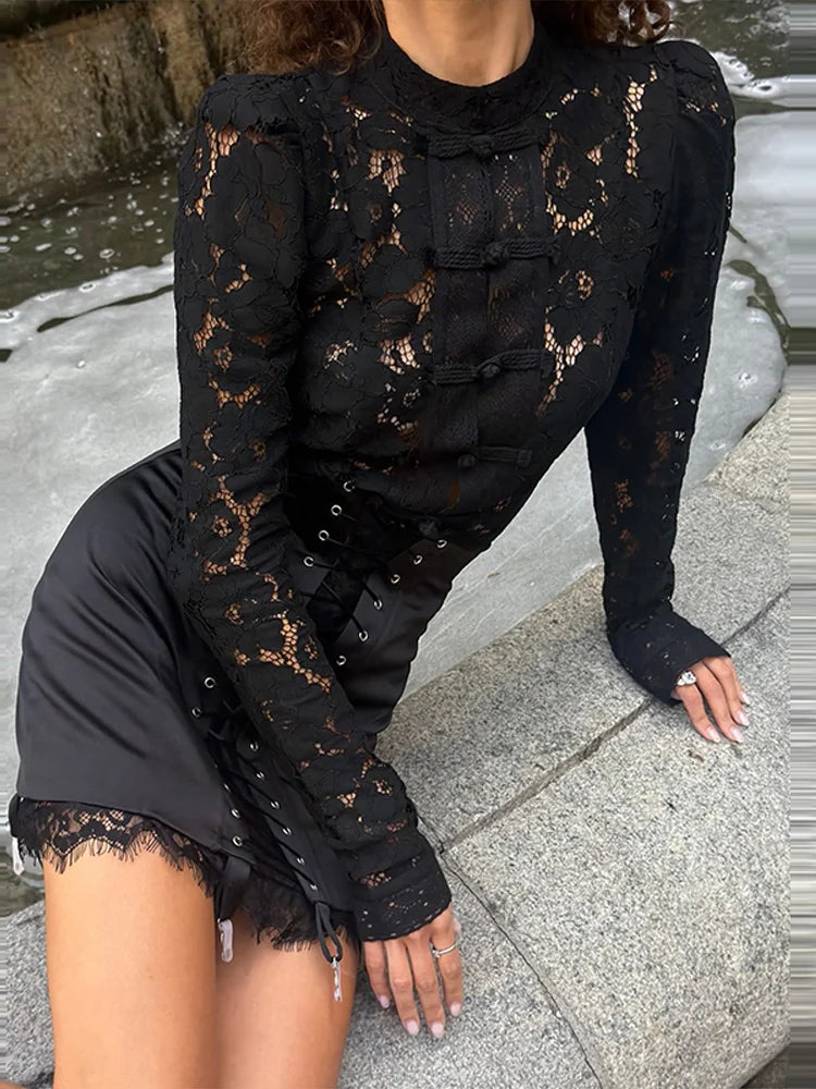 Solene Bodycon Lace Mini Skirt One-piece