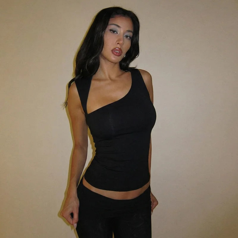 Arielle Asymmetric One-Shoulder Backless Tank Top One-piece