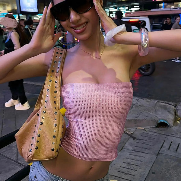 Prisma Iridescent Sequin Tube Crop Top One-piece